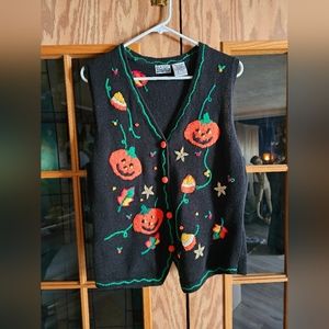 1990s basic brand halloween sweater vest